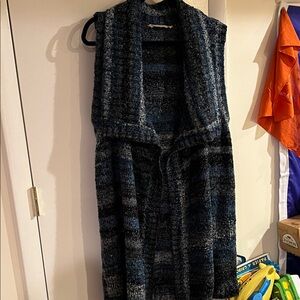 Soft Surroundings Cozy Blue and Black Plaid Sweater Vest